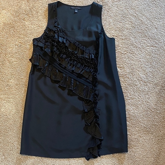 Banana Republic Whimigoth Silk Ruffle Shift Dress Black Size MP - Picture 3 of 11